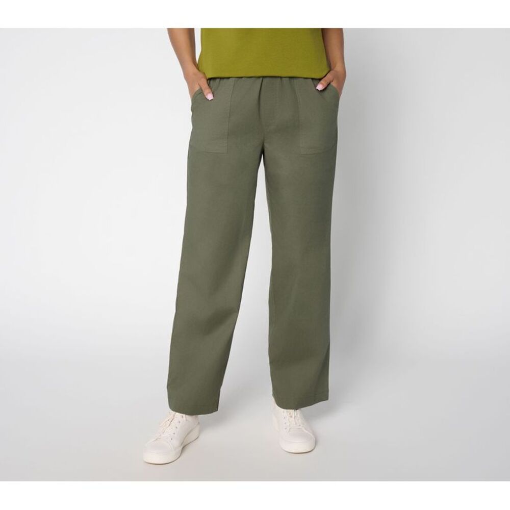 Denim & Co. Women's Plus Sz Pants 3X Make Your Selection: Poplin Green A725157